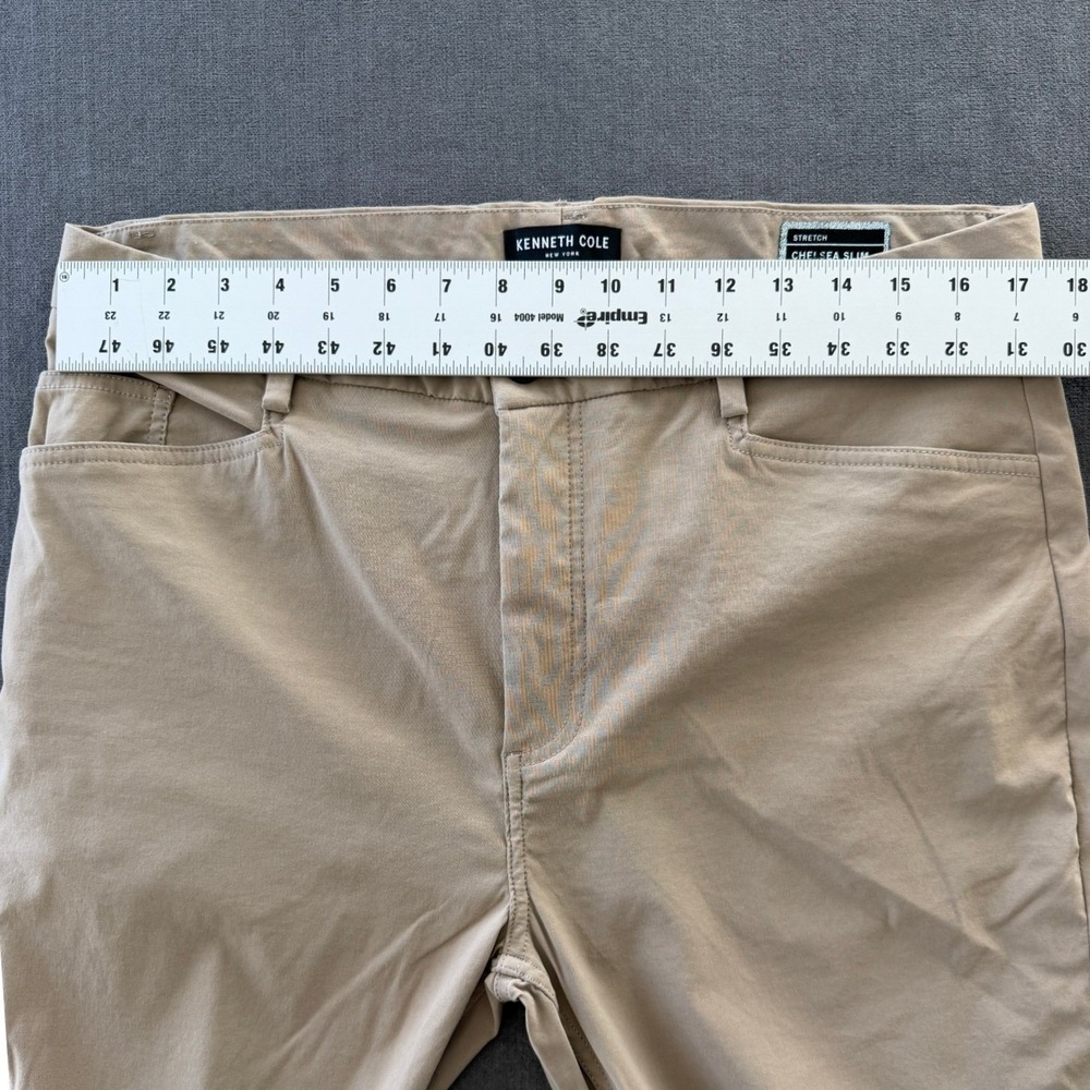 Kenneth Cole Chelsea Slim Chinos Men 34x31 Khaki Business Casual Normcore Preppy - Picture 6 of 9